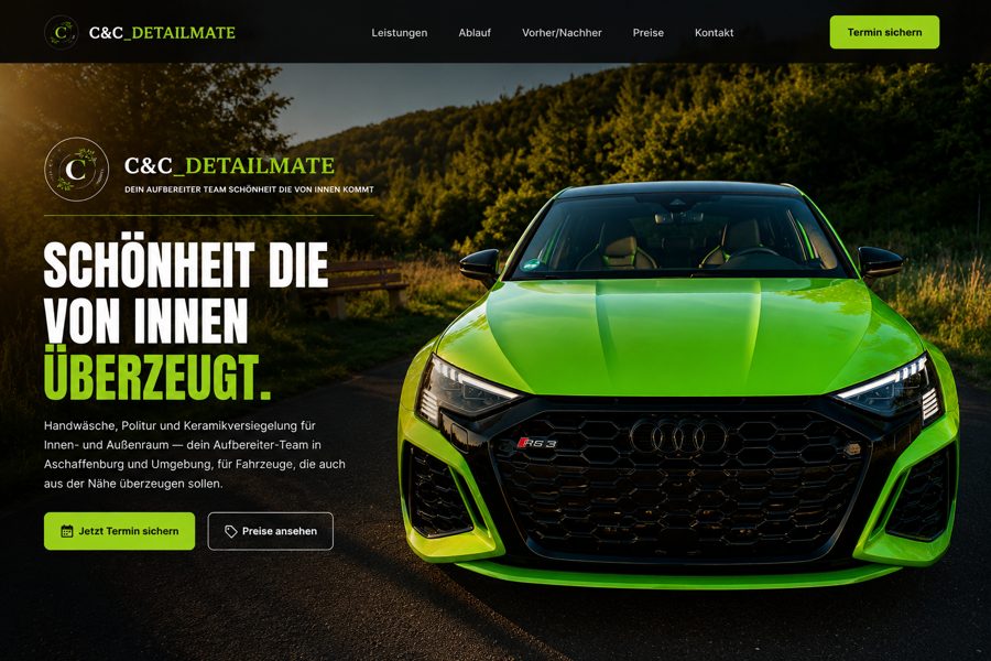 Website für Fahrzeugaufbereitung mit Buchungssystem