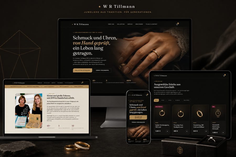 Website-Konzept für einen Traditionsjuwelier mit Produktkatalog
